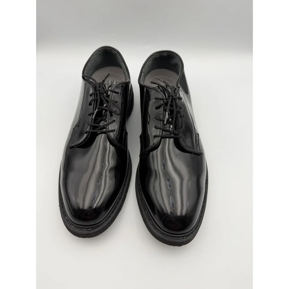 Bates High‎ Gloss Oxford Mens 9.5 D Black Patent Dress Shoes 00942